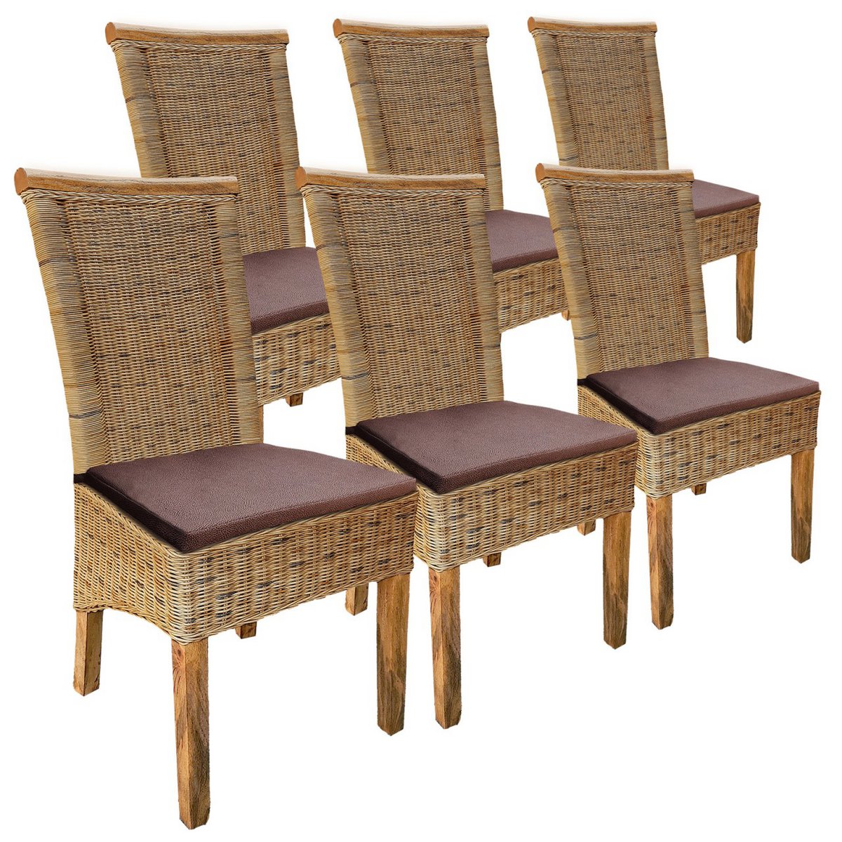 Rotan stoelenset van 6 eetkamerstoelen tabacco Perth rieten stoel rotan stoel duurzaam
