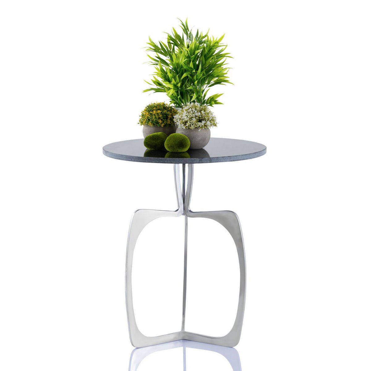 Bijzettafel metaal rond ø 45 x 56 cm siertafel marmer Sohoo frame zilver of goud