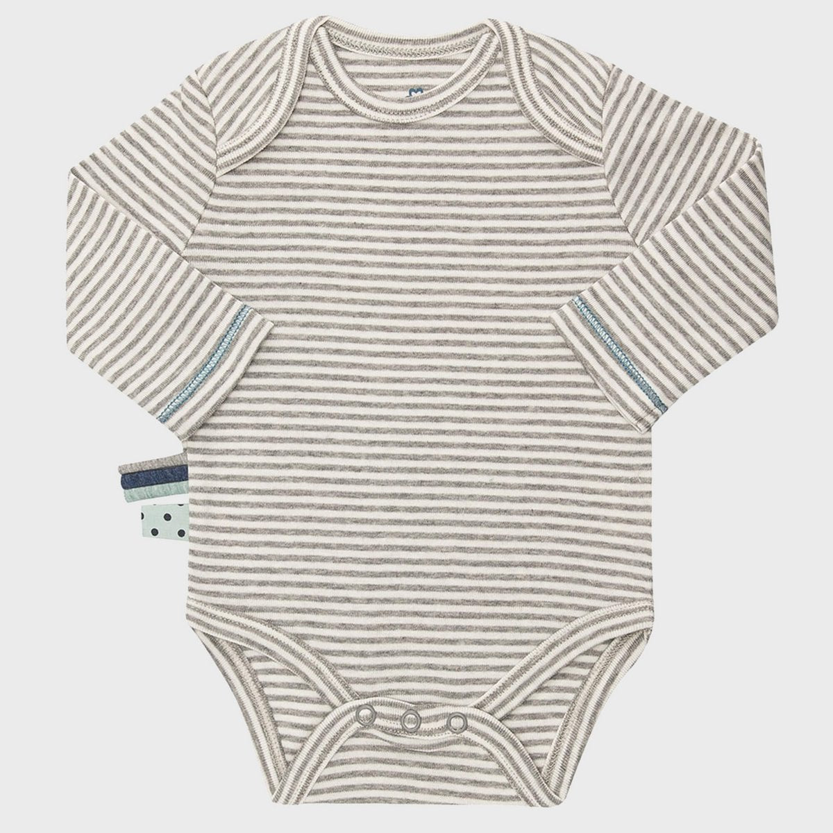 OrganicEra biologische babyromper L/S, grijs gestreept