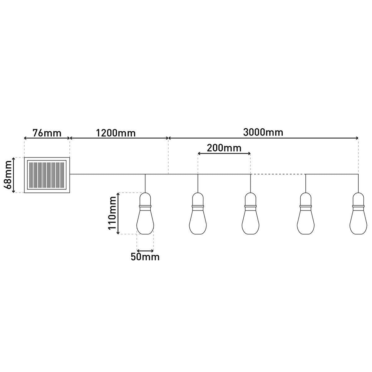 LED/zonne -lichte keten "gloeilamp", voor buiten, plastic lichte keten, helder/transparant, met geïntegreerde LED