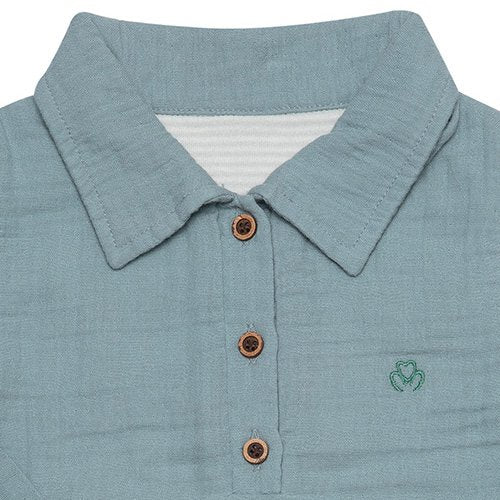 OrganicEra bodysuitshirt voor jongens van biologische mousseline, aqua