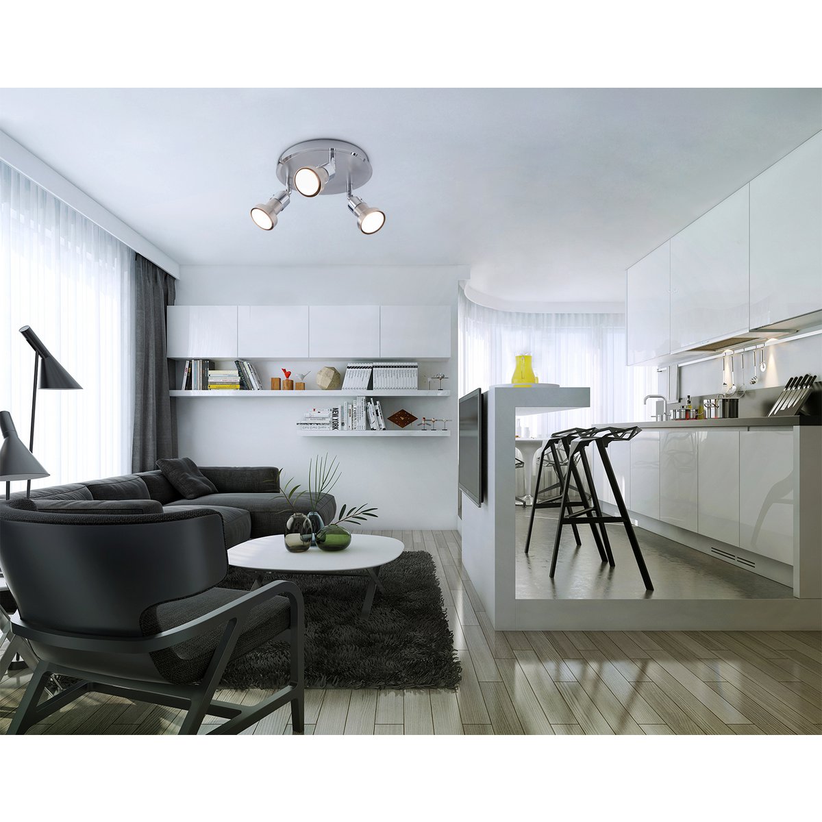 3er LED Wand- en Deckenspot "Motril"