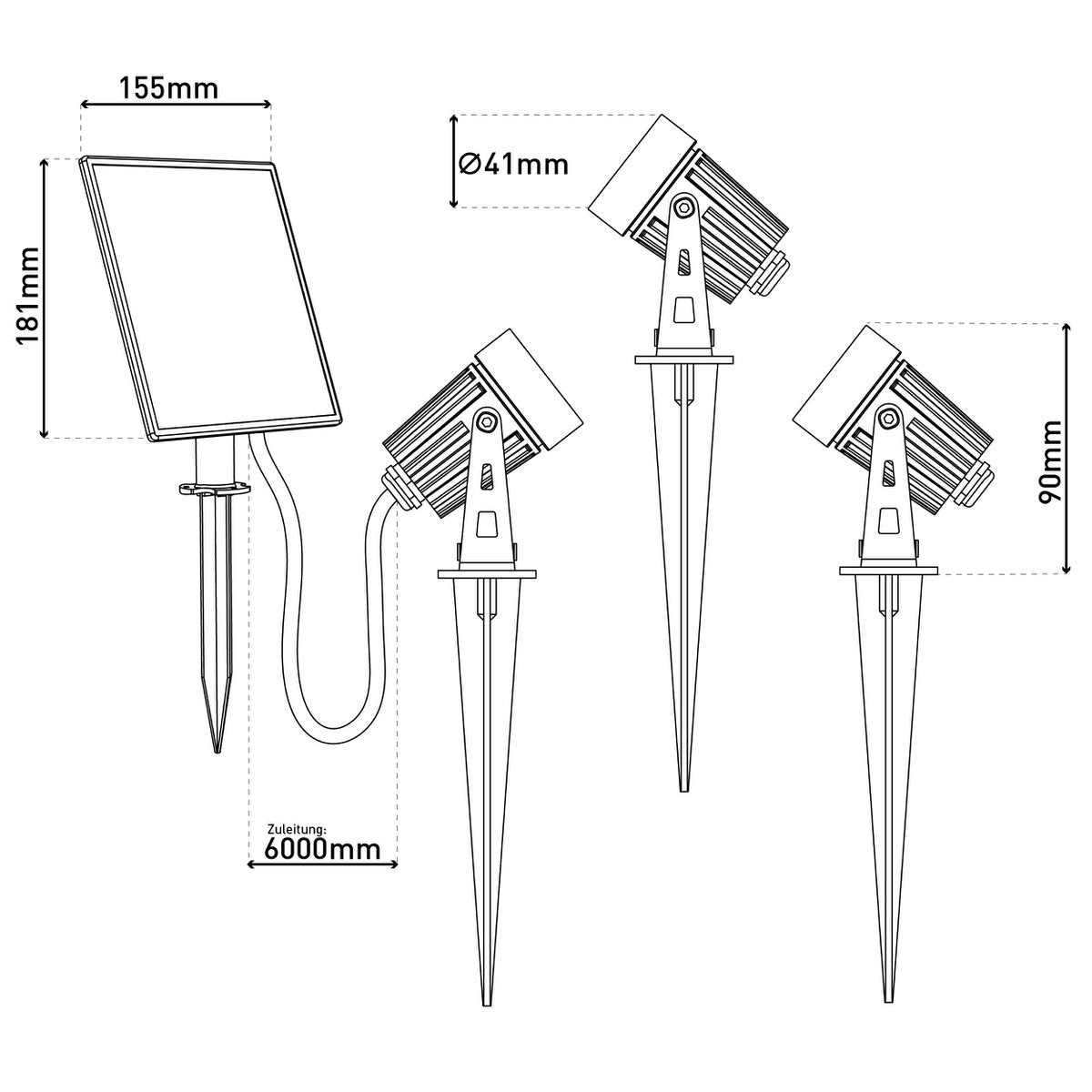 LED-zonne-spot met 3 zitplaatsen met Earthspout "Spoti" "buiten en speerboeien