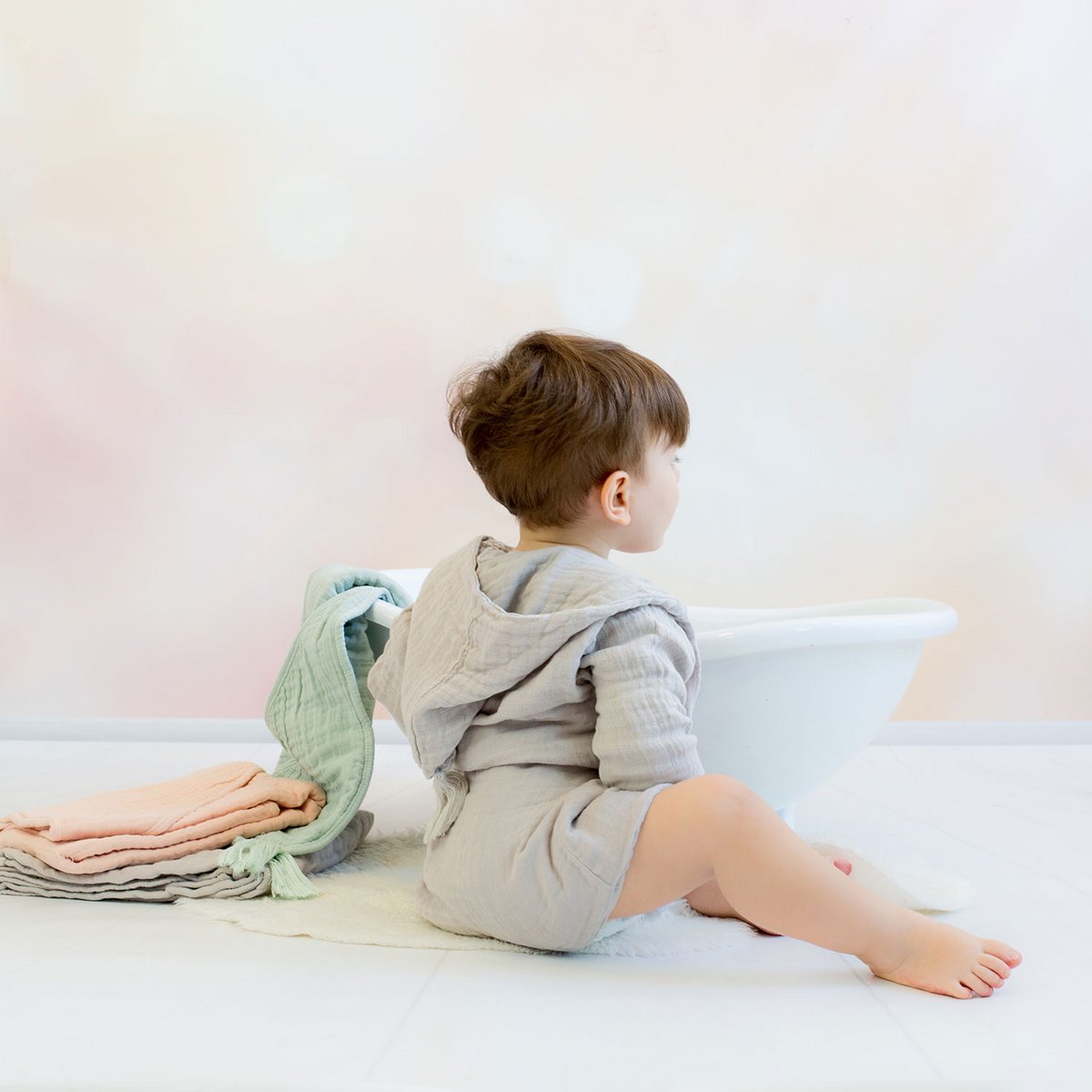 OrganicEra biologische mousseline kinderbadjas, 3-4 jaar, grijs