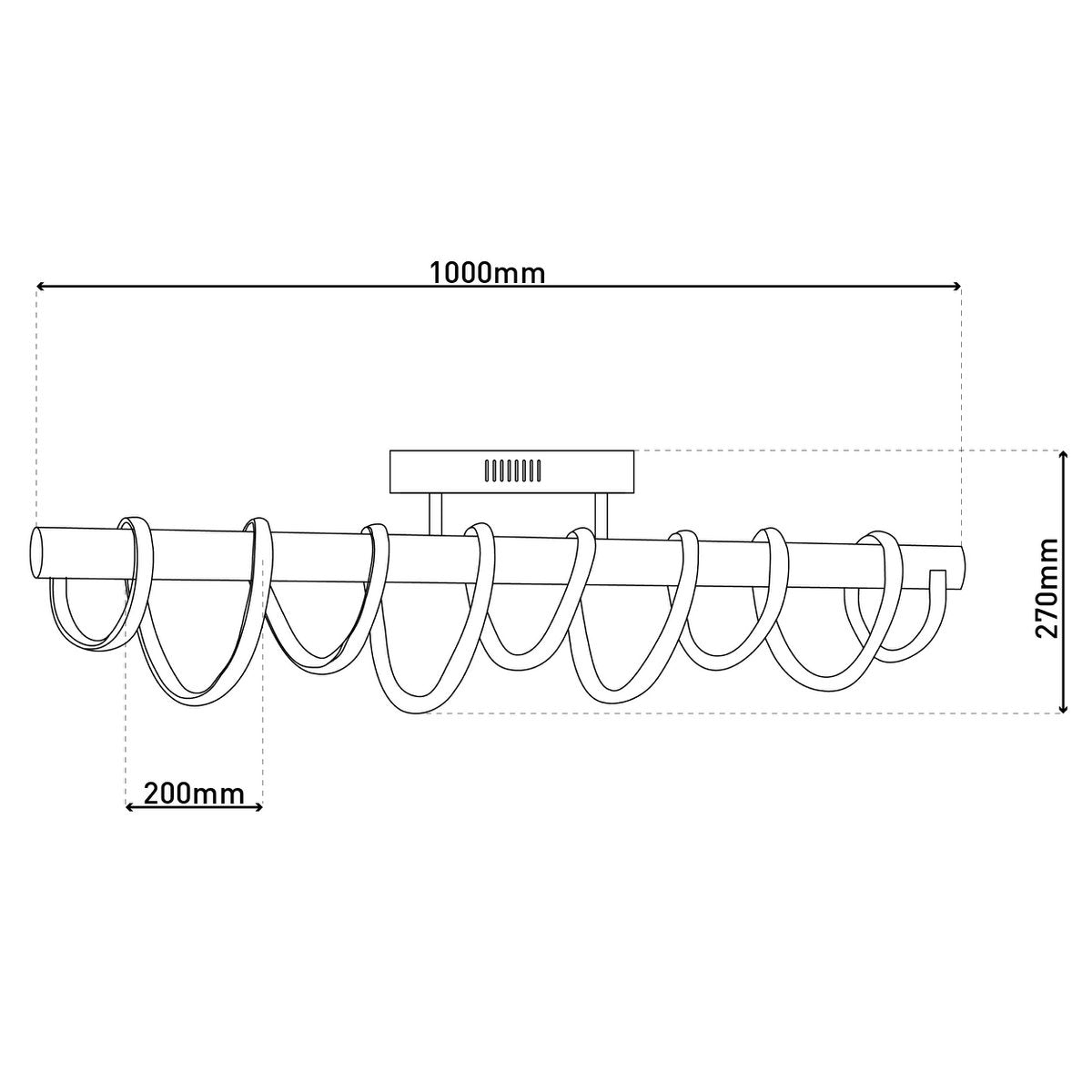 LED -plafondlamp "Belleza", moderne metalen plafondlamp en plastic in nikkel mat en wit, met stevig gebouwd -in LED's, 100 cm lang. De ideale verlichting voor woonkamer, eetkamer of keuken.