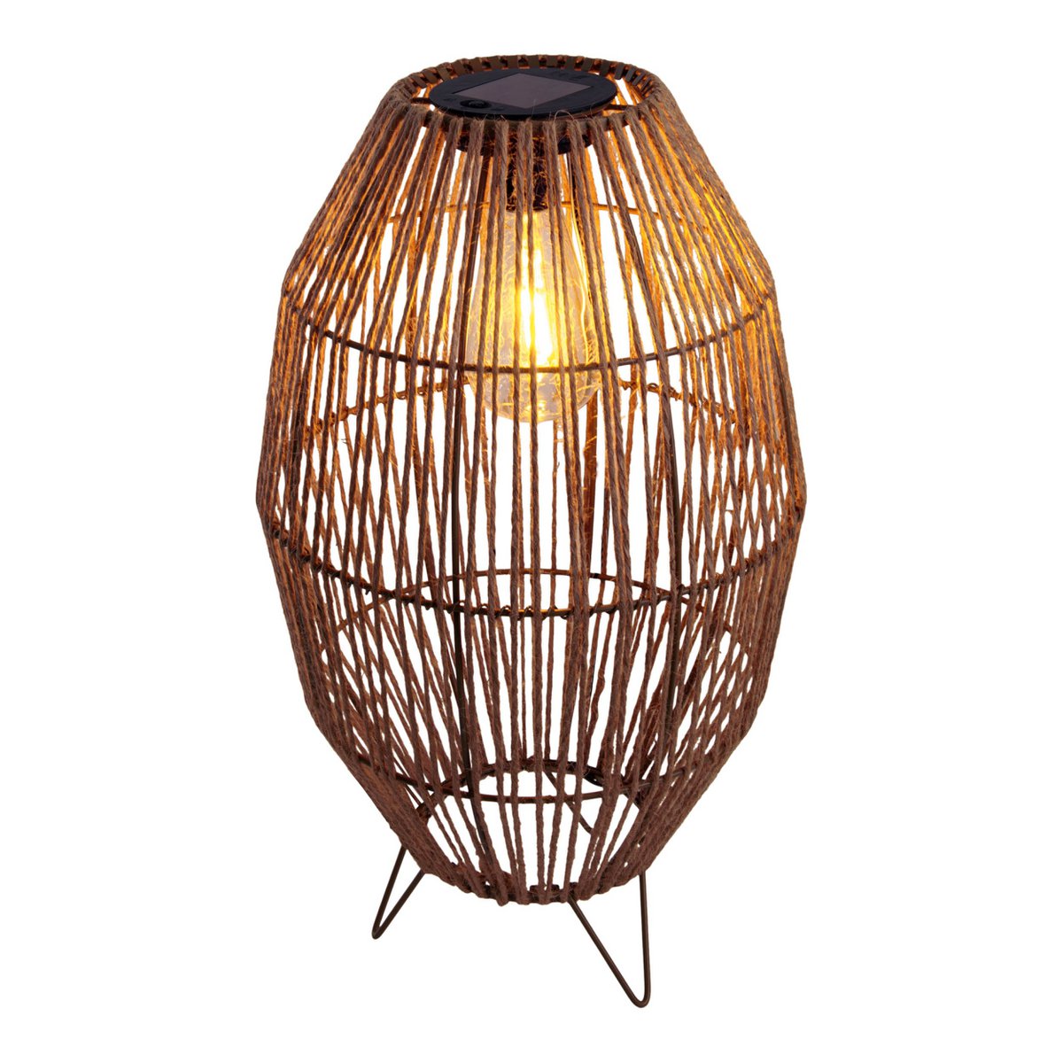 LED Solar Lamp "Korbinian" voor tuin en terras, buitenkaas gemaakt van metaal, plastic en jute in de natuur, stevig gebouwd -in LED's, zonnelamp voor de tuin 34 x 19,58 cm