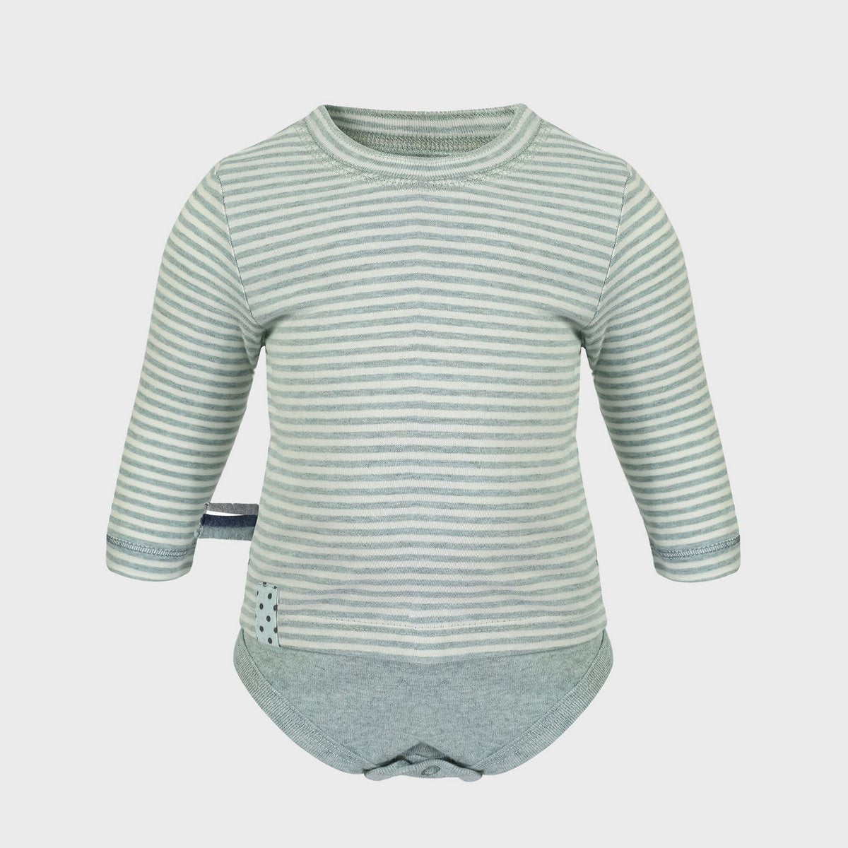 OrganicEra Organic Baby L/S T-shirt body, aqua gestreept