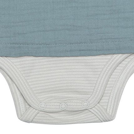 OrganicEra bodysuitshirt voor jongens van biologische mousseline, aqua