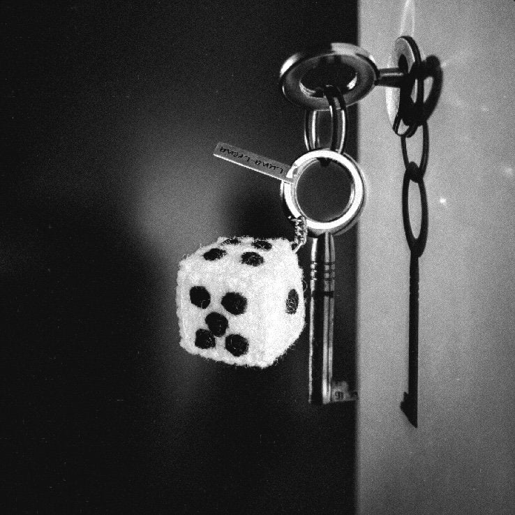 Luna -Leena Keychain Lucky Dice - Bag Charm - Black & White - Wool Felt - Handmade in Nepal