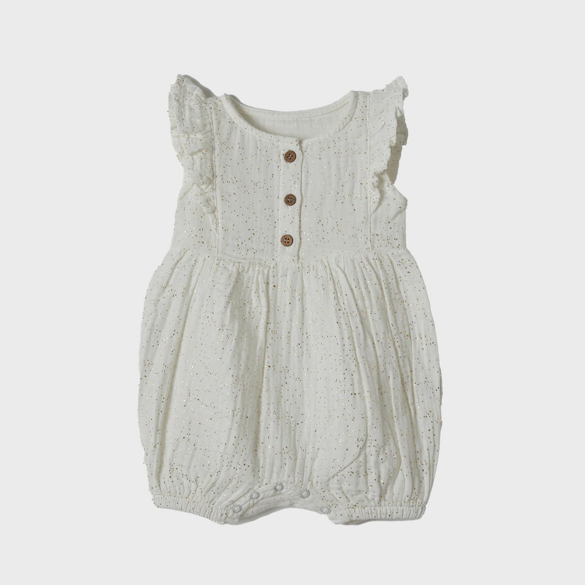 OrganicEra biologische mousseline romper met ruches, wit