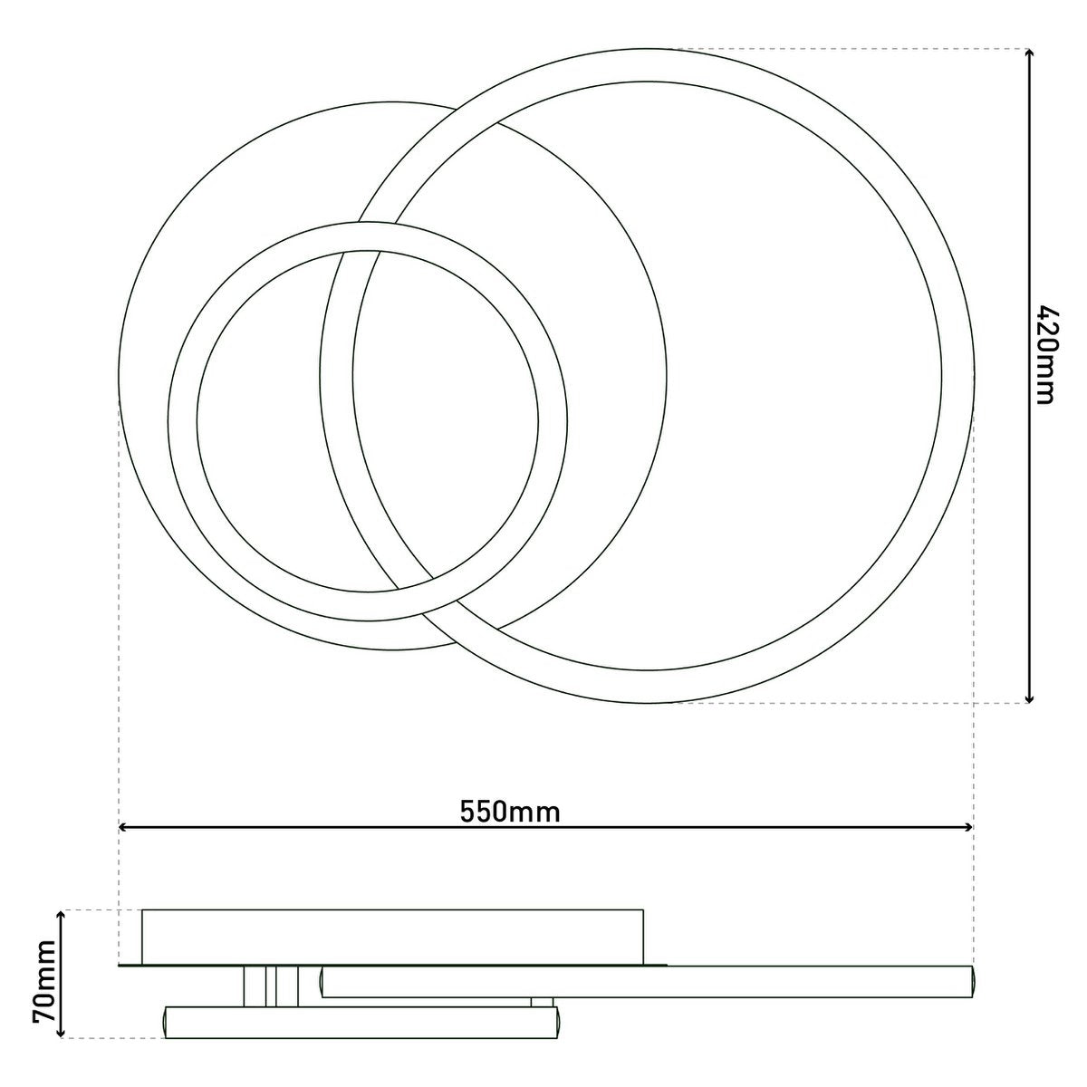 LED -plafondlamp "Kirk", gemaakt van metaal in zwart, geïntegreerde LED's, verlichting voor woonkamer, kantoor of toegangsruimte