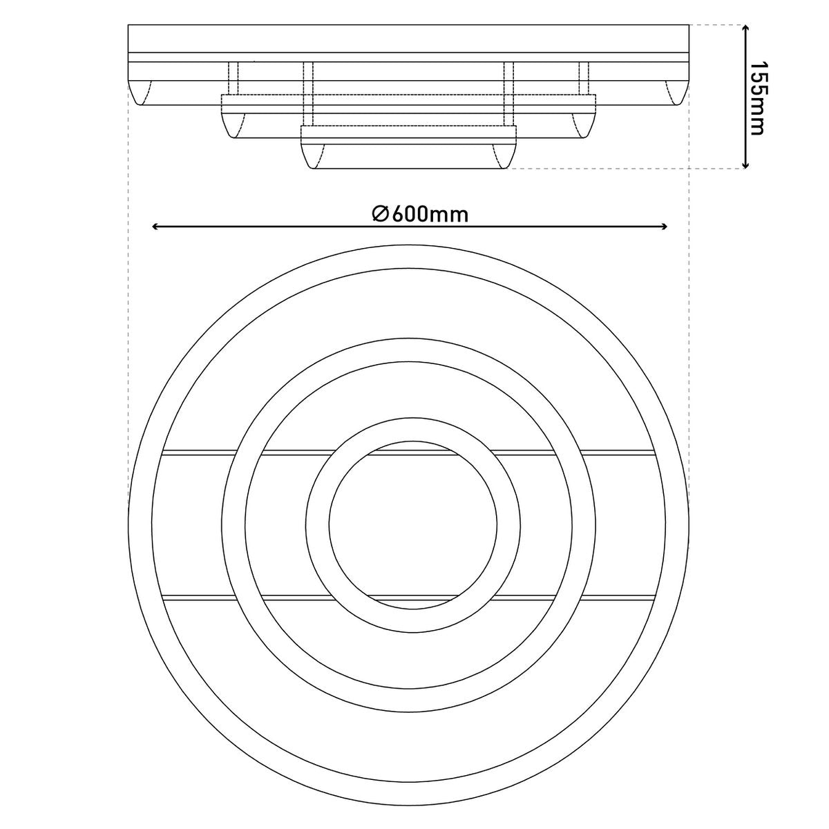 LED CCT-plafondlicht "Circulo" gemaakt van zwart metaal en zandkleurig plastic Ø 60 cm