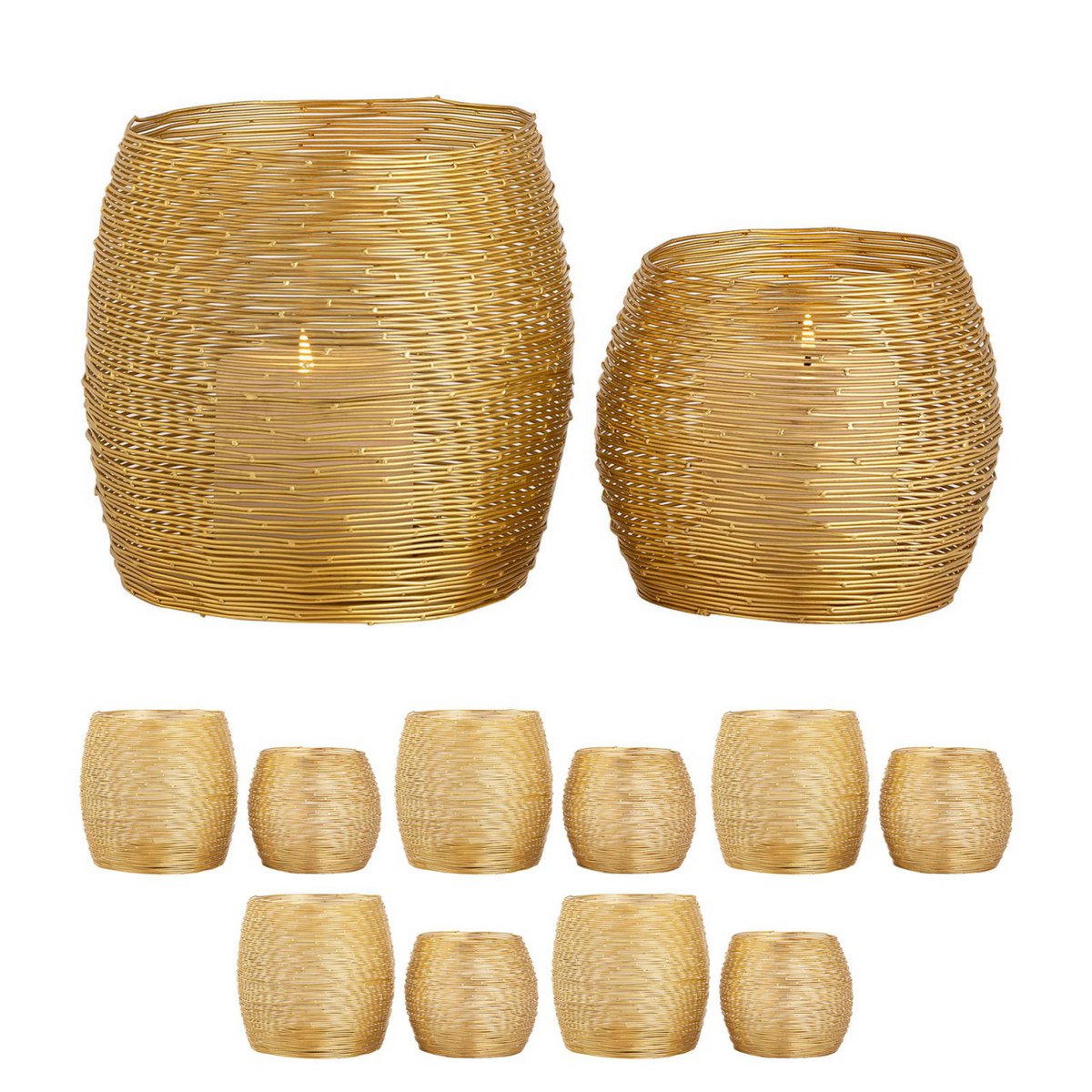 Tealight-houder 12-delige set 2 x 6 PU Windlichter kaarsenkandel Paris Gold of Silver Candle Holder