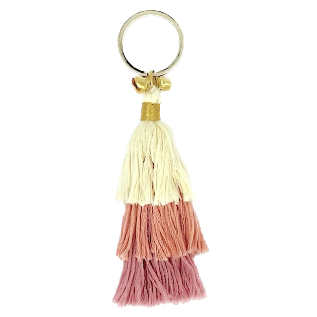 Luna -Leena Keychain Tassels Old Pink - Bag Charm - Organic Cotton - Handmade in Nepal - Bag Hanger