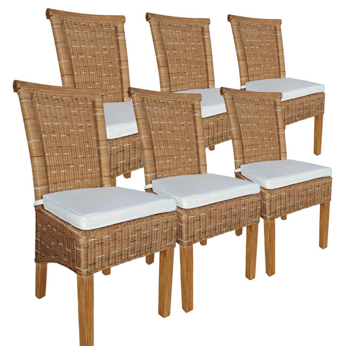 Eetkamerstoelen Set 6 stuks Rattan stoelen eettafel stoelen Perth Brown Corridors