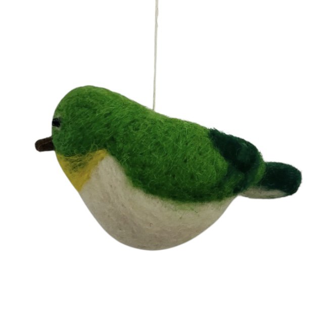 Luna -Leena Bird Hanging - Groen - wol vilt - handgemaakt in Nepal