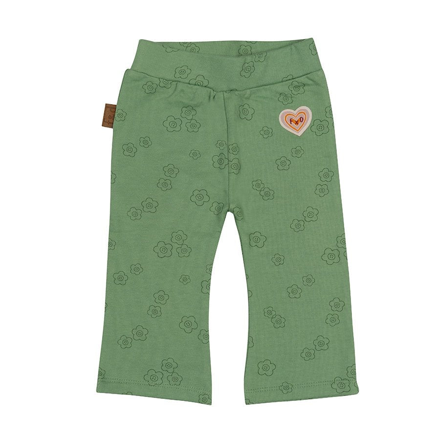 Flowerpower uitlopende broek AOP | Groente