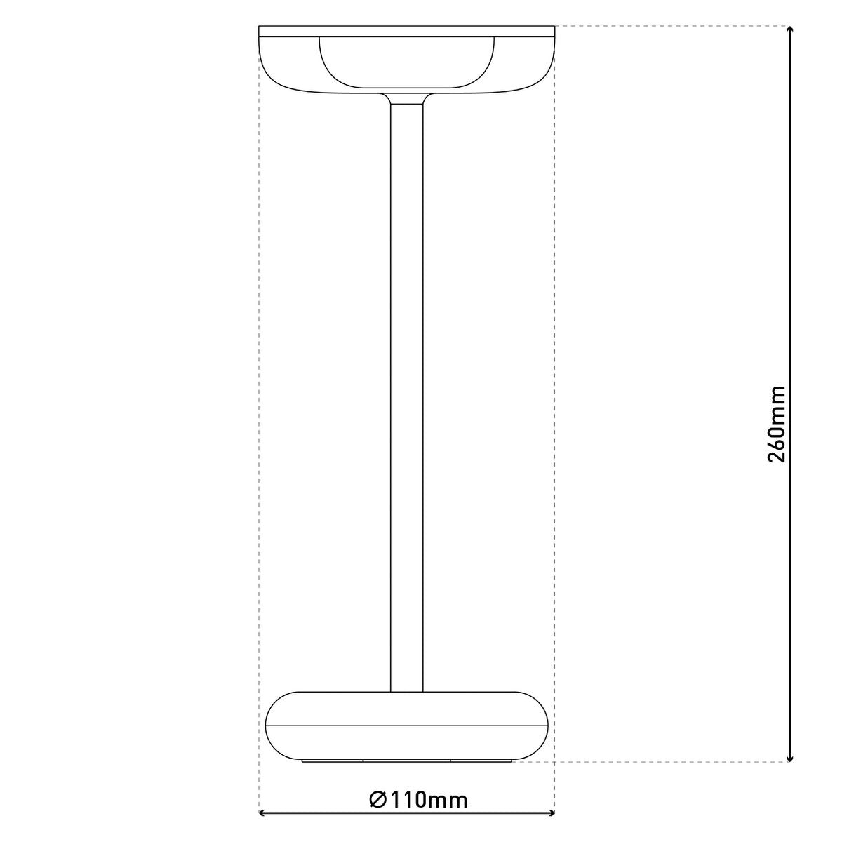 Noteloze tabletlicht "PASI" voor buiten en binnen, gemaakt van metaal en plastic in wit, dimbaar, met aanraking en geheugenfunctie, ca. 26 cm hoog