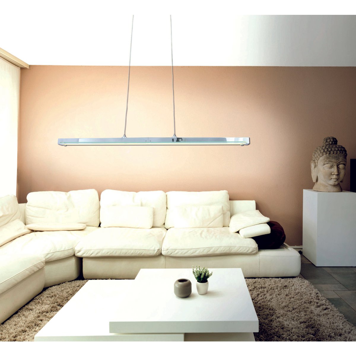 LED hanglamp "balk" in totaal 18W, 100 cm lang, met stevig ingebouwde LED's, dimbaar, kleurtemperatuur verstelbaar, voor eetkamer en kantoor