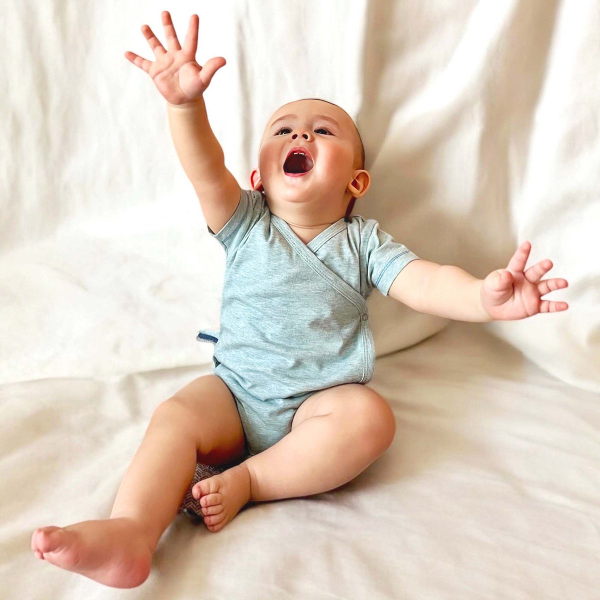 OrganicEra Organic Baby S/S Kimonobody, Aqua