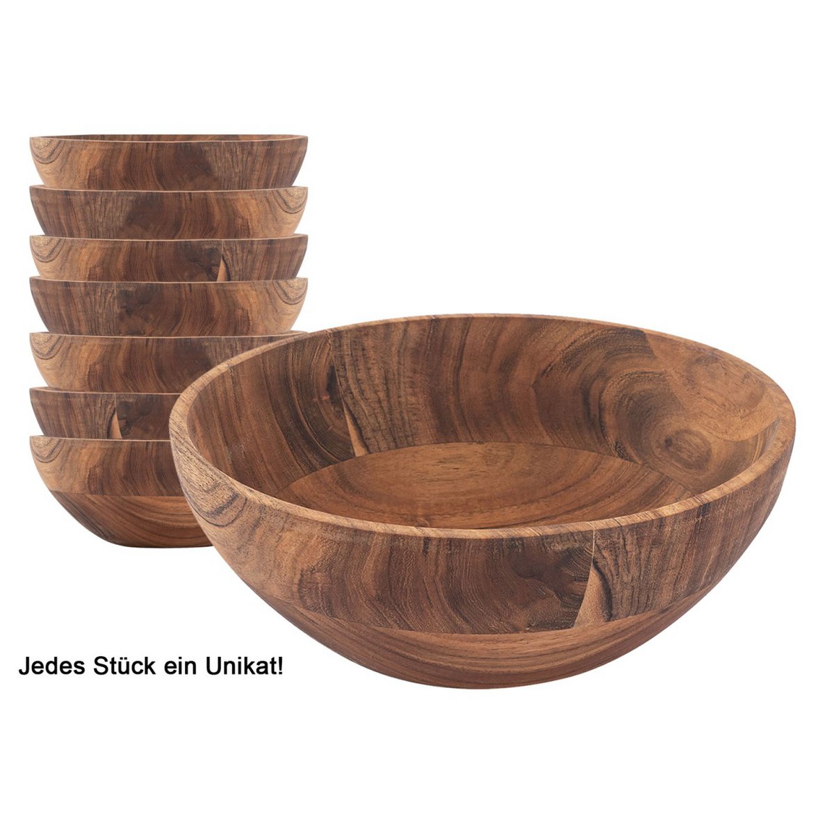 Houten kom decoratie bowl master doos 8-delige 20 of 25 cm voedsel acacia massief
