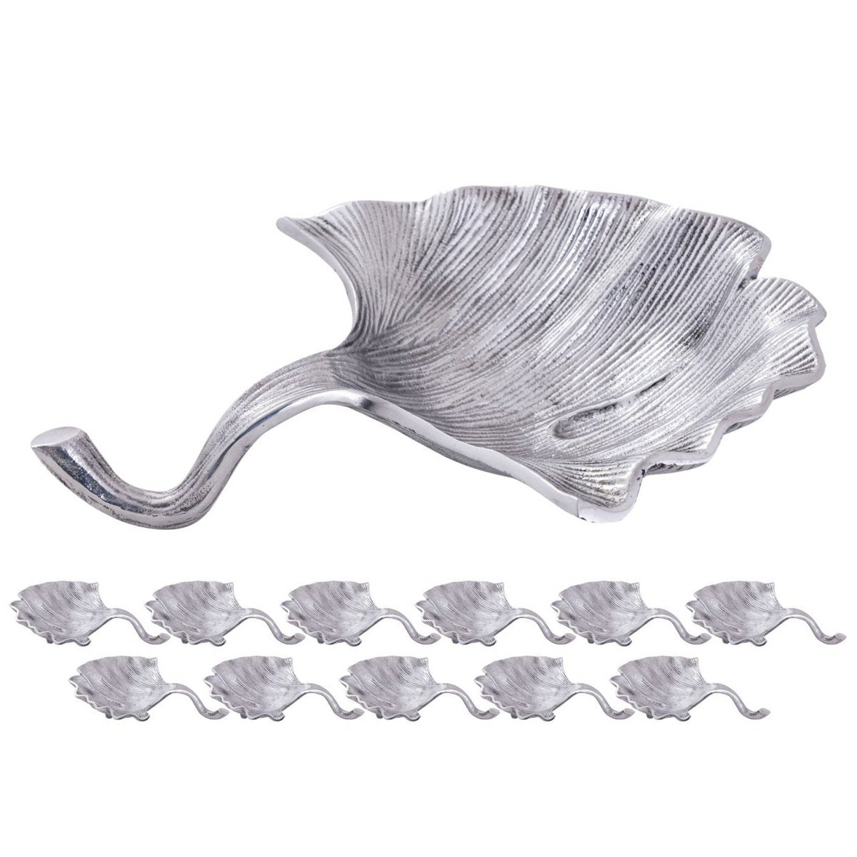Decoratieve shell bowl master doos 12-delige aluminium ginkgo groot goud of zilveren bladschaal