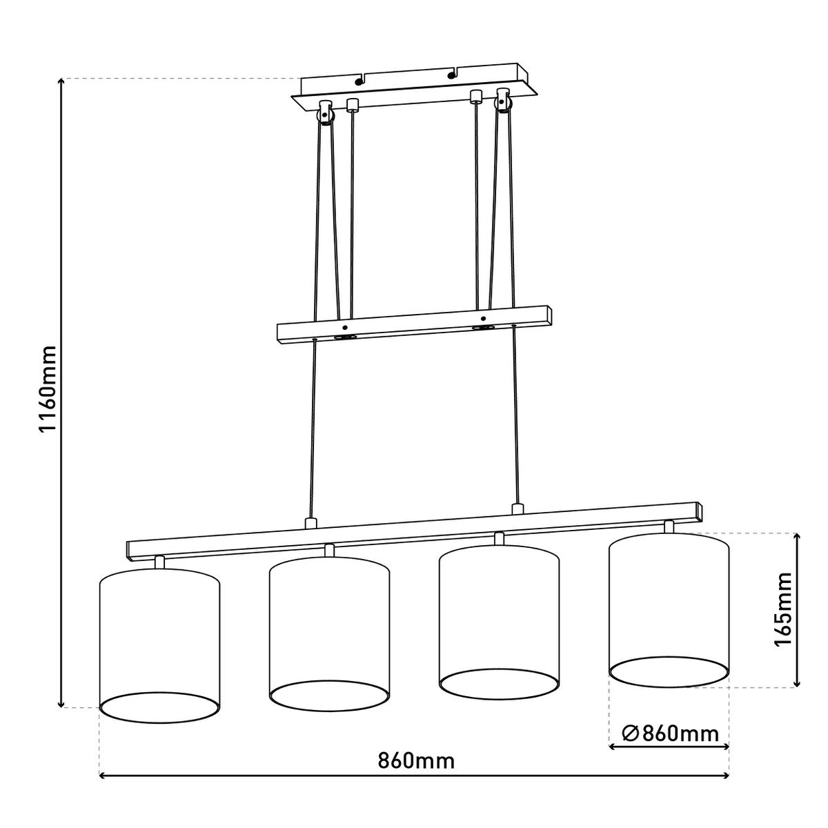 4 hanglamp "tilde", klassieke metalen slinger lamp in bruin en beige, met E27 -versies, hanglamphoogte verstelbaar en 86 cm lang, ideaal als eetkamerlicht