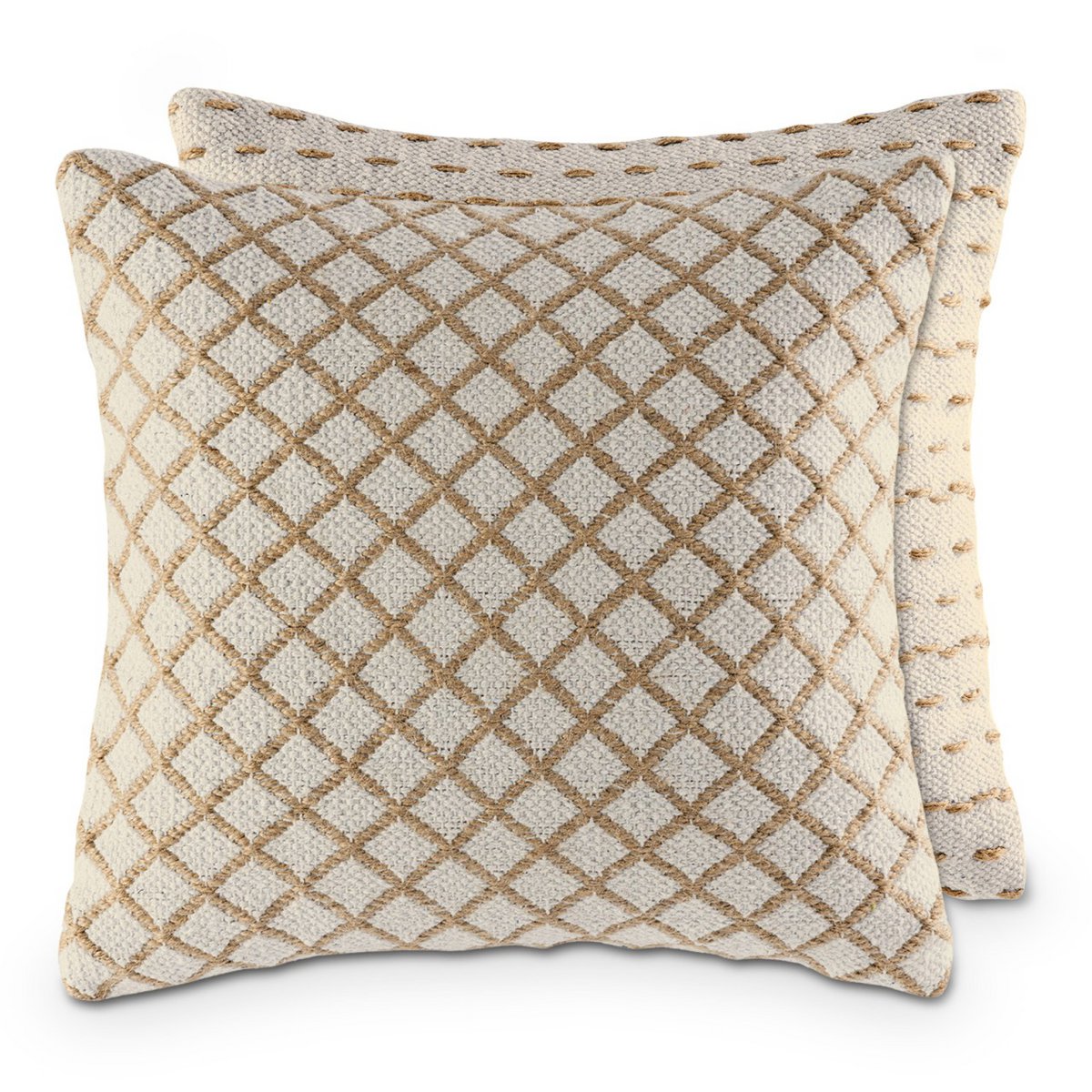 Sierkussen 40x40cm set van 2 bankkussens sierkussens katoen en naturel jute