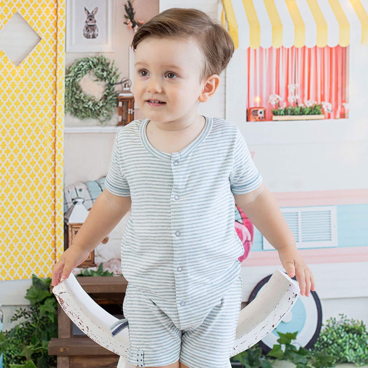 Organicera biologische baby romper, aqua