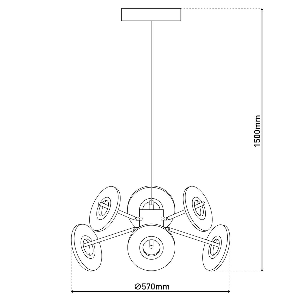 Led hanglamp "discus" gemaakt van zwart metaal en wit plastic met stevig gebouwd -in LED's, hangende lamp voor eetkamer, woonkamer, gang of kantoor met een Øvon ca. 57 cm