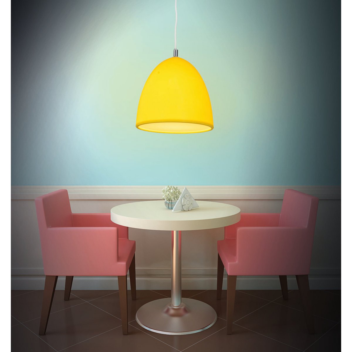 Siliconen hanglamp "Catinus" Ø 25 cm, gemaakt van gele siliconen, E27