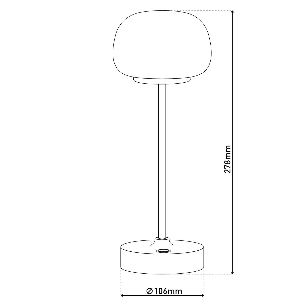 LED -batterij/ tafellamp "Pina" 30 cm hoog, gemaakt van metaal (wit) en glas (wit), geïntegreerde LED's, warm wit