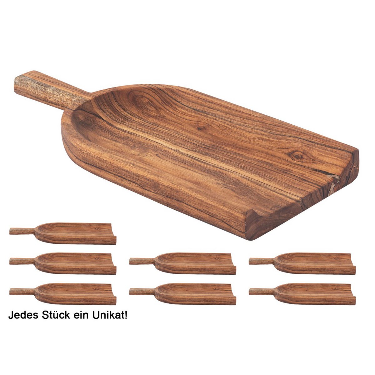 Houten schep decoratie schop 45x20cm master box 8-delige houten kom acacia massief