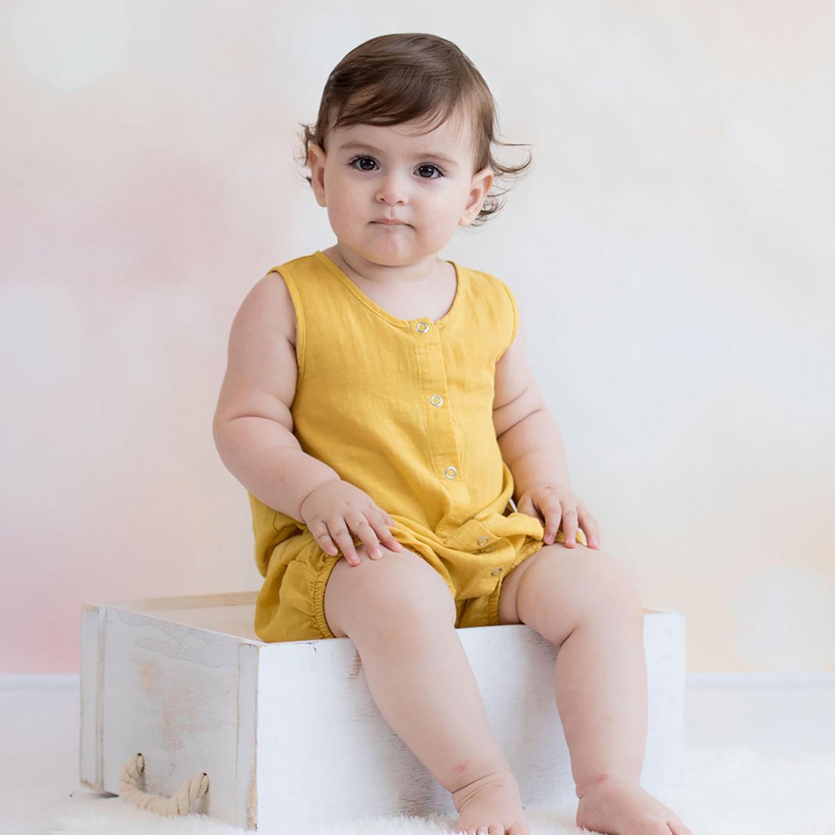 OrganicEra biologische hennep baby romper, mosterd