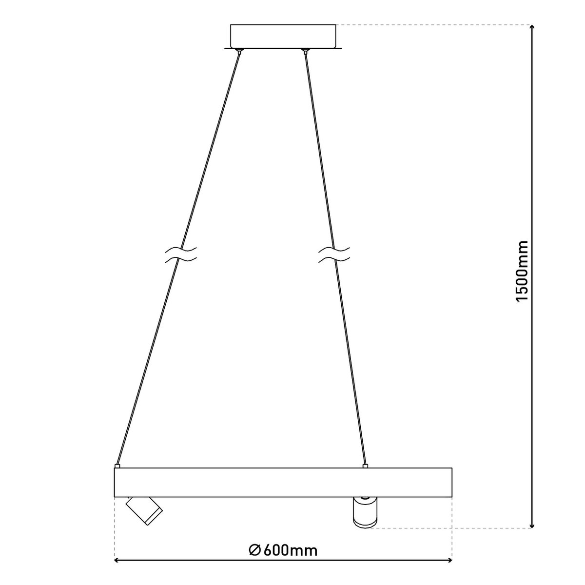 LED -hanglamp "" Tristan ", moderne metalen slinger lamp en plastic in stalen blanco, de LED's zijn stevig geïnstalleerd. Met ongeveer 58 cm Øthie, ideale verlichting voor woonkamer, eetkamer of keuken.