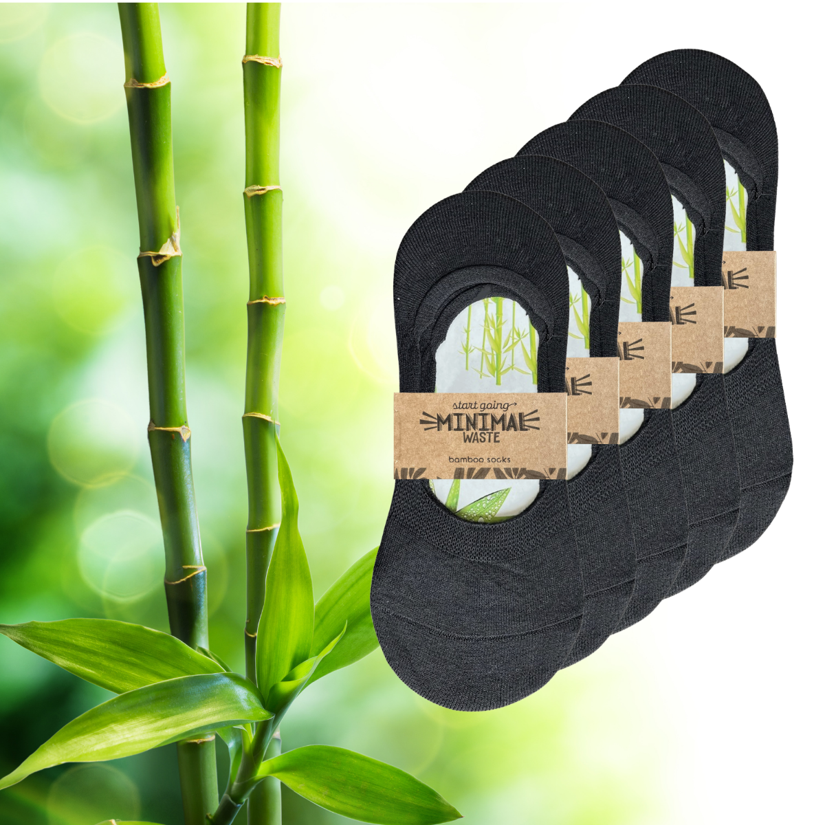 green-goose Bamboe Dames Footies - 5 paar - 85% Bamboe - Zwart - Maat 35-39
