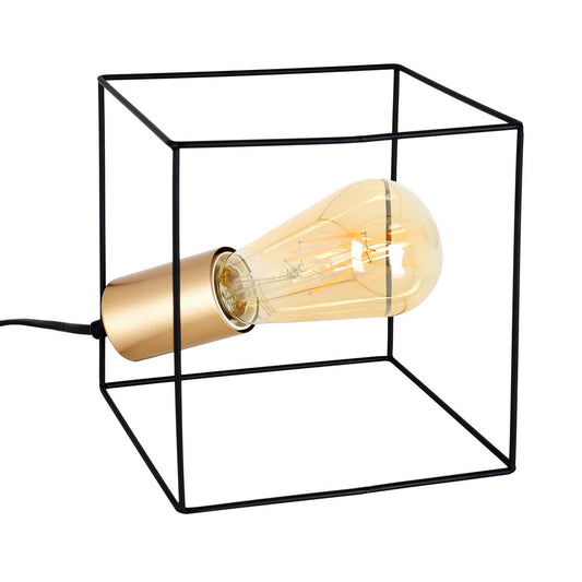 Tafellamp "Canto", tafellamp gemaakt van zwart en goud, E27-Socket-versie, voor eetkamer, woonkamer, gang, kantoor of als een bedlamp, 16 cm hoog