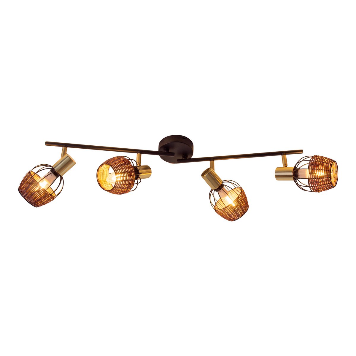 4 plafondlamp "Corbis", metalen plek in zwart en goud, met E14 -aansluiting, voor eetkamer, woonkamer, gang of kantoor, plafondlamp, 78 cm lang