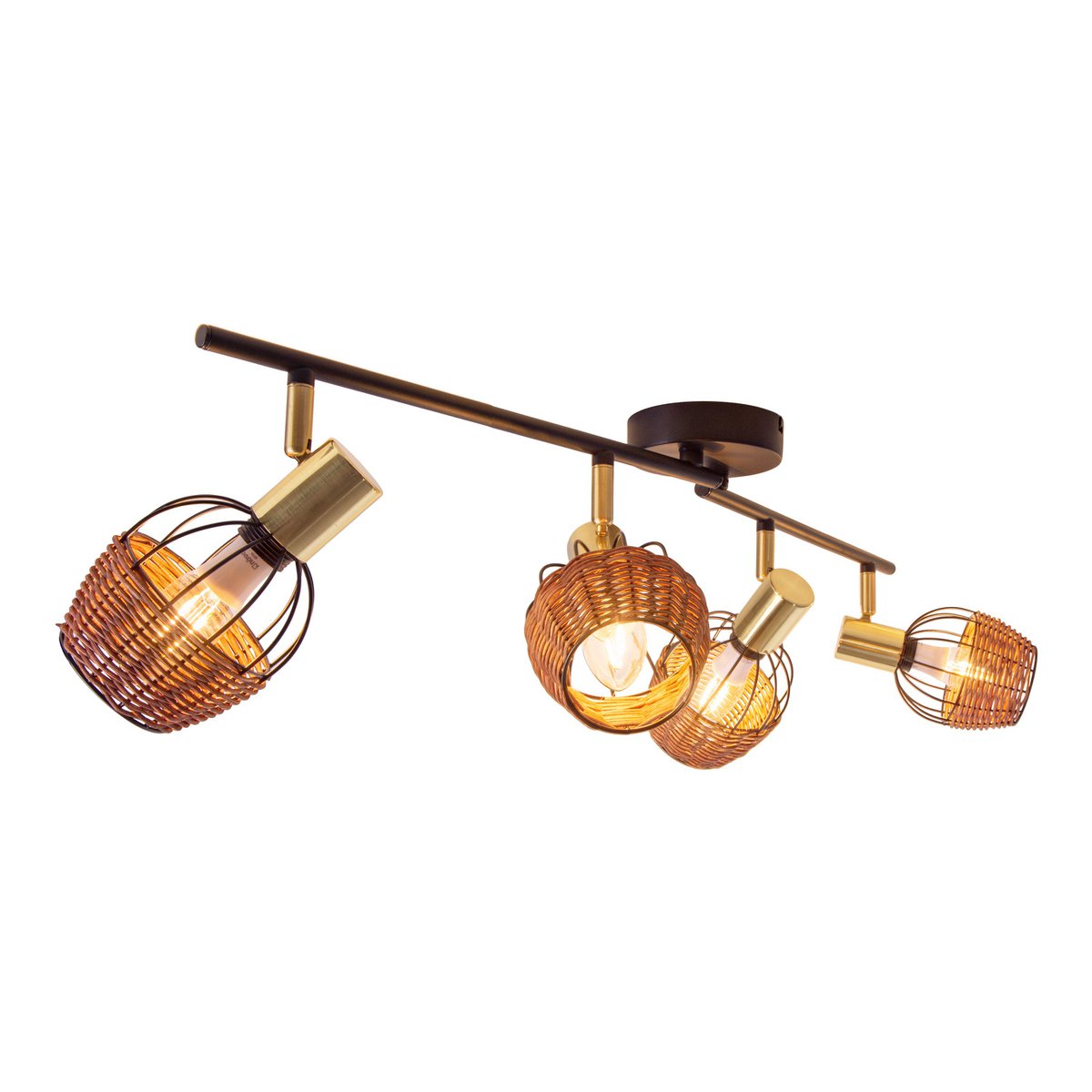 4 plafondlamp "Corbis", metalen plek in zwart en goud, met E14 -aansluiting, voor eetkamer, woonkamer, gang of kantoor, plafondlamp, 78 cm lang