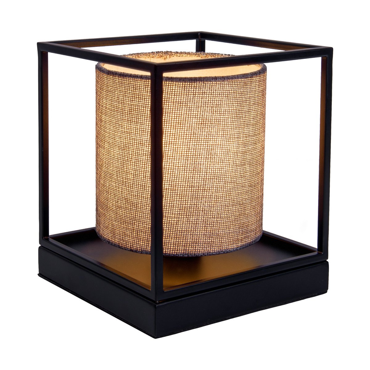 Tafellicht "Beta" grijs gemaakt van metaal met stofscherm in grijs, met E14 -aansluiting, lamp voor woonkamer, eetkamer, gang en kantoor, 15 x 15 x 17 cm