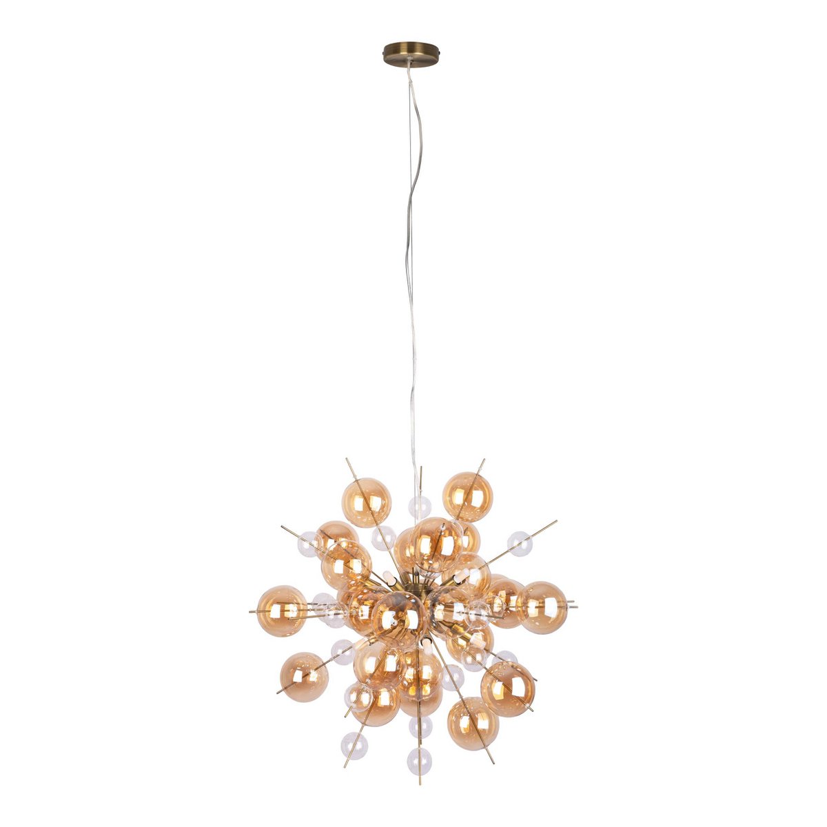 Hanger lamp "explosie" barnsteen gemaakt van metaal en glas, G9 -versies, hangende lamp voor eetkamer, woonkamer, gang of kantoor, hangende lamp ØCA. 65 cm