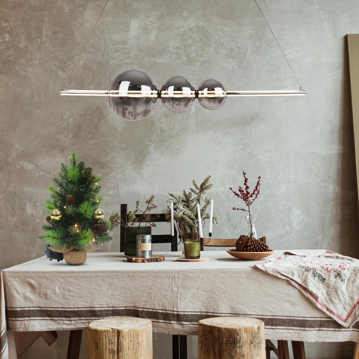 LED hanglamp Chrome "NOVA" gemaakt van chroom -gekleurd metaal, plastic en rookglas, met stevig ingebouwde LED's, ca.