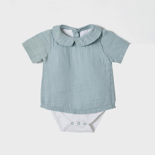 OrganicEra Biologische Mousseline Shirt Body, Aqua