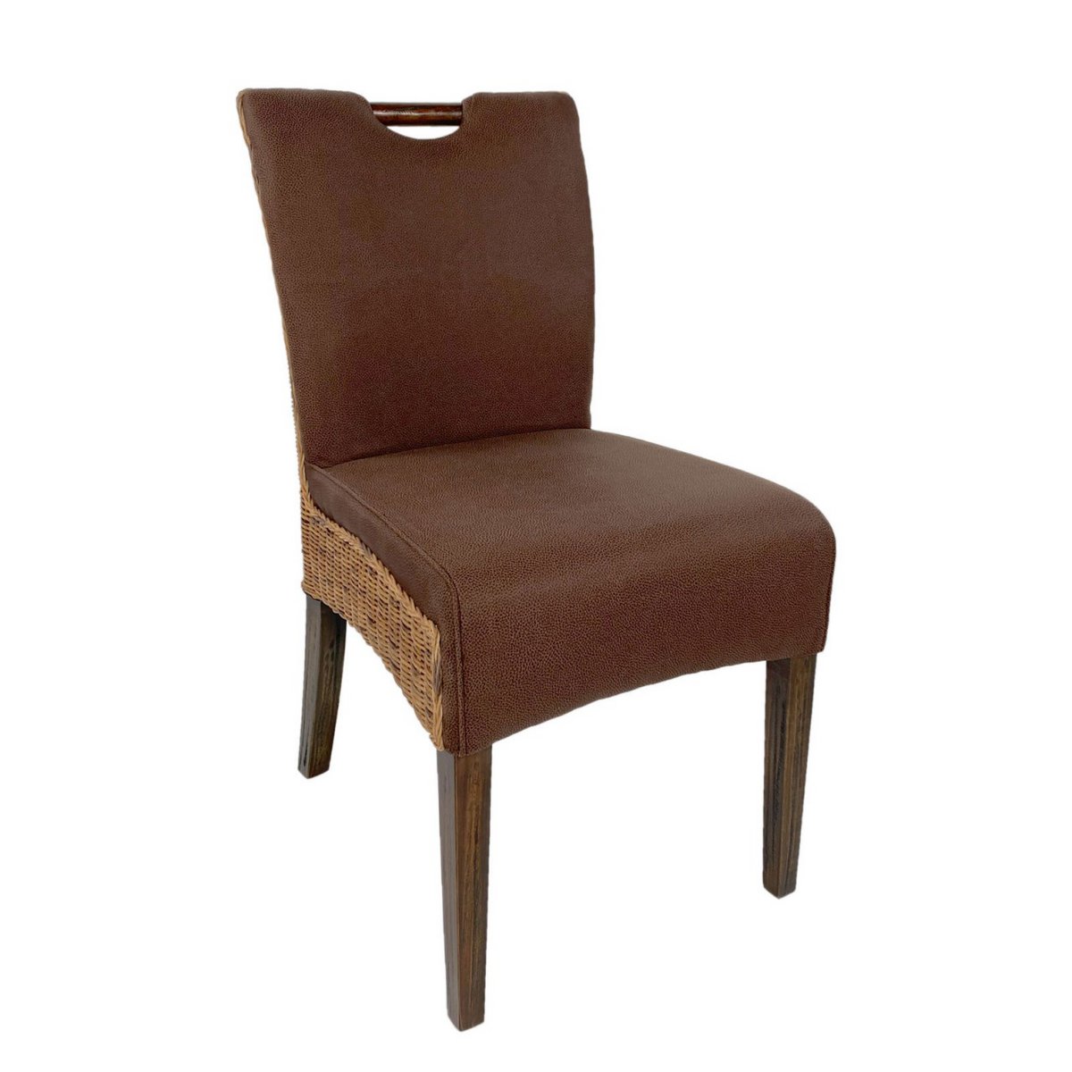 Rattan stoel eetkamer bilbao met handvat bruin