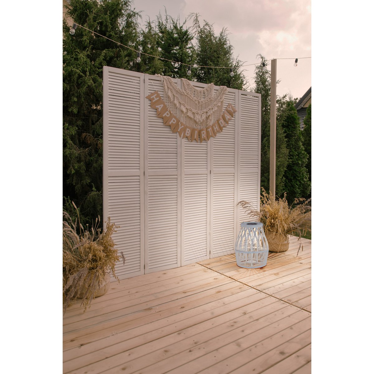 Led Solar Decolor "Korbinian" voor de tuin en het terras gemaakt van hout en rattan in de natuur, zonnelamp 34 cm hoog