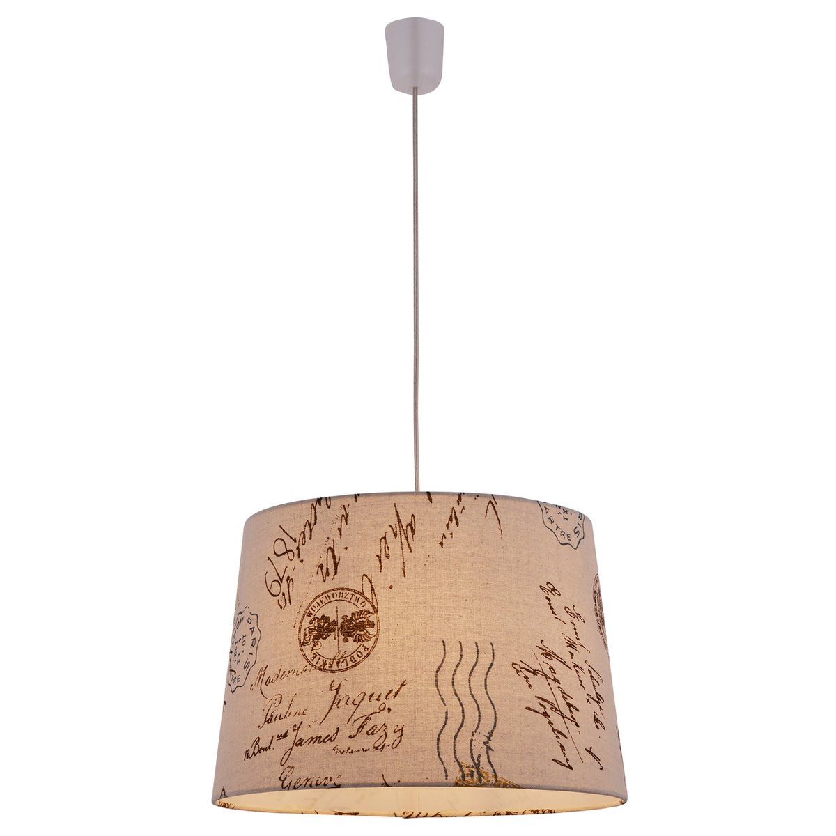 Textiel hanglamp "print", jong wonen, hangende lamp, textiel in bruin, E27 Socket, voor eetkamer, woonkamer, gang of kantoor, Ø40 cm