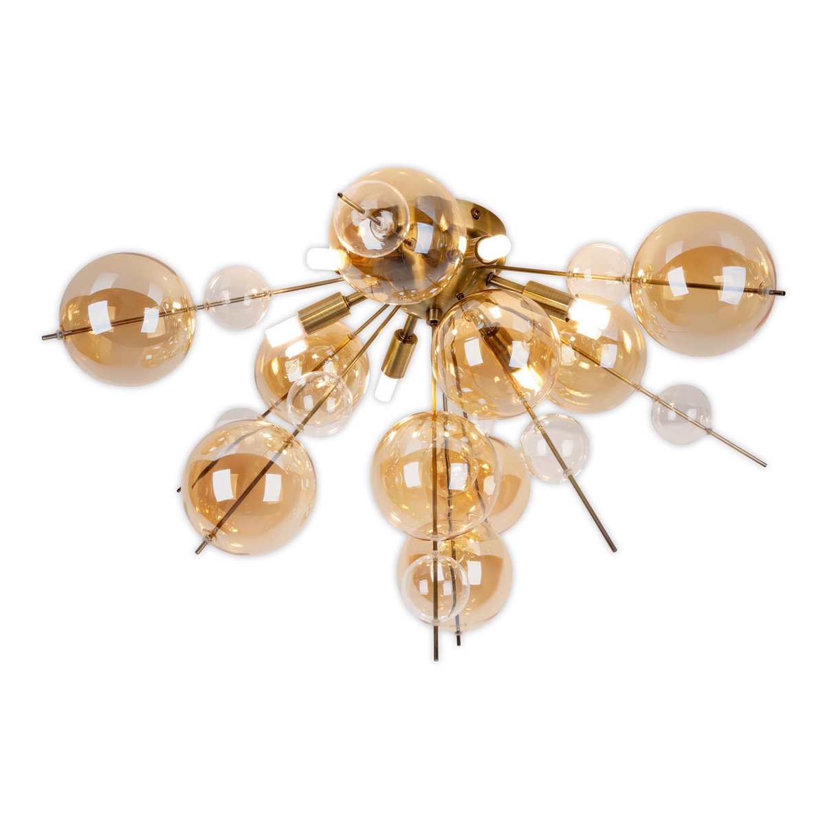 Plafondlamp "explosie" Amber gemaakt van metaal en glas, G9 -versies, plafondlamp voor eetkamer, woonkamer, gang of kantoor, Ø57 cm