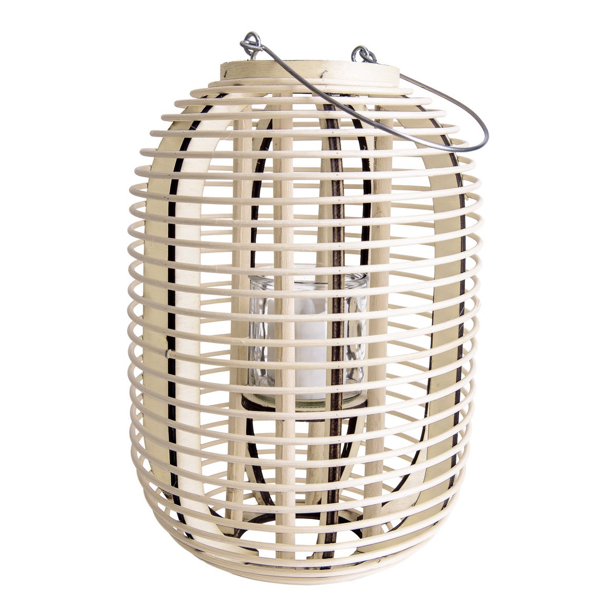 Decollicht "Korbinian" inclusief Solar Led Candle for Garden and Terrace, van Rattan in Light Nature, Solar Lamp Hoogte 32 cm