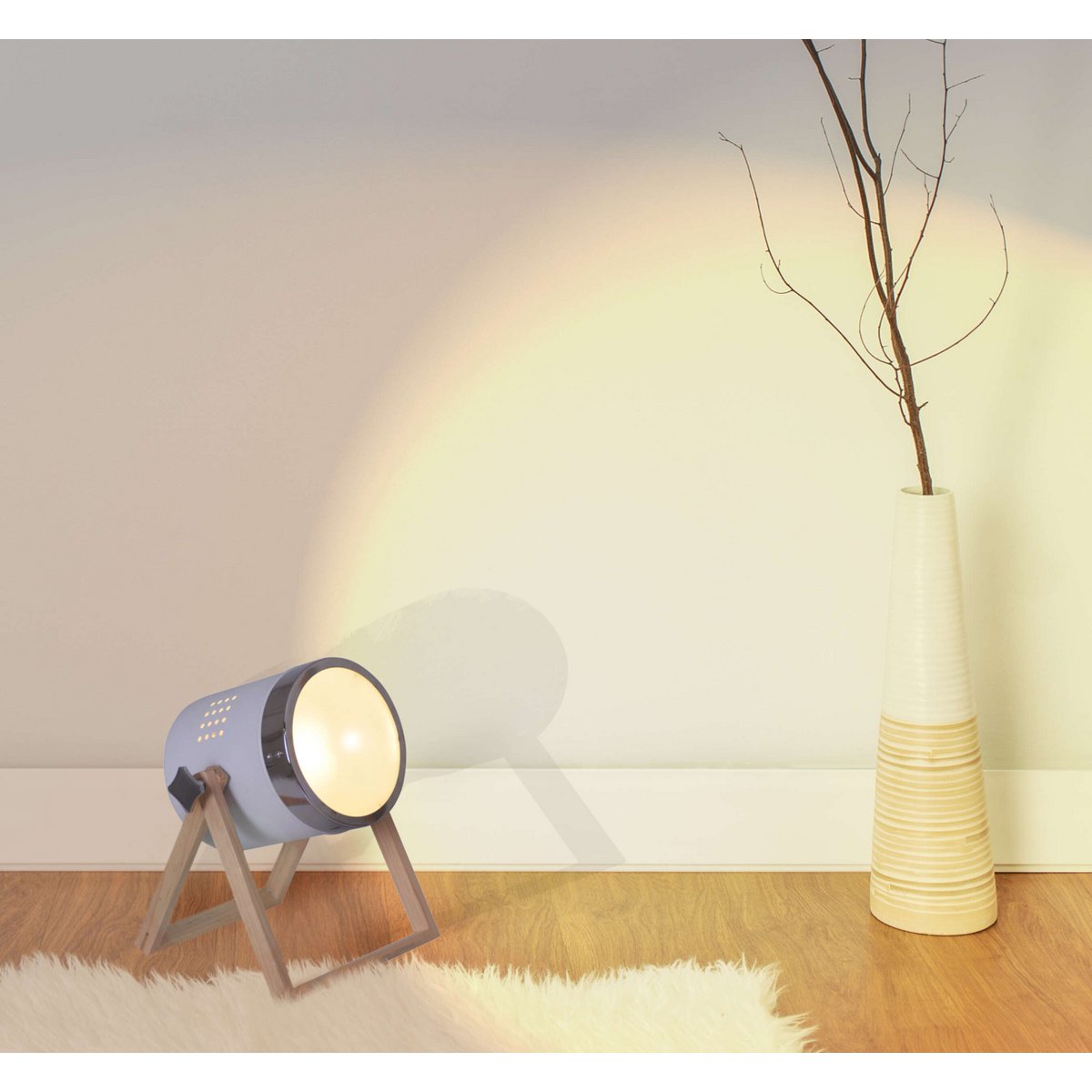 Tafellamp "Tim" gemaakt van wit metaal en verzadigd plastic, met E27 -aansluiting, tafellamp voor binnen, 28 cm hoog