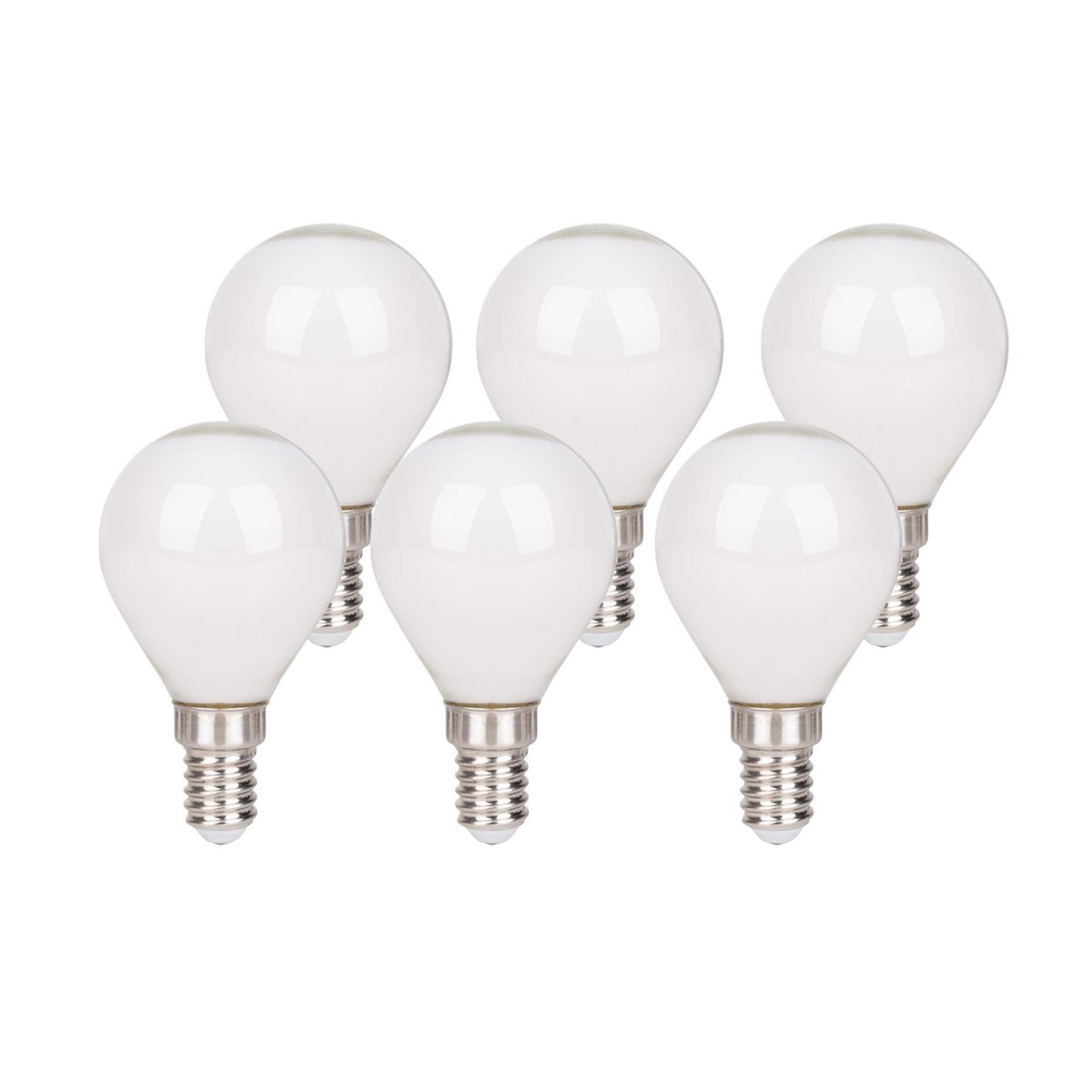 6 Set LED -lamp met E14 -aansluiting, peervorm 4 watt, gemaakt van metaal en glas, melkachtig